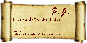 Plancsák Julitta névjegykártya